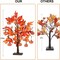 24” Lighted Maple Leaves Tree – 2FT Autumn Table Decor with 24 LED Lights & 12 Wood Pumpkin Ornaments, Battery-Powered Timer Artificial Fall Tree for Home & Thanksgiving Decorations